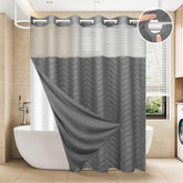 FADOTY no-hook shower curtain with built-in rings for quick, tool-free installation.