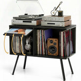 Faesun flip top record player stand with dustproof lid for vinyl protection