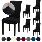 Fafua Stretch Dining Chair Cover front view protects chairs from stains and spills.