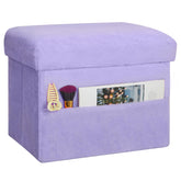Faipue small ottoman with storage in purple showing 42L capacity for organized spaces.