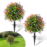 FAJUNZH boxwood topiary ball with violet flowers and spikes for outdoor decor