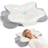 FAMKCY cervical pillow contour-foam supports neck alignment for restful sleep.