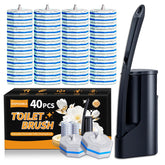FAMYLI disposable toilet brush with extended handle for hard to reach cleaning.