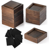 FASONLA bed risers in walnut 8-piece top view showing sturdy, stable design