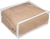 FBA clear vinyl storage bag with zipper and handles for bedding organization.