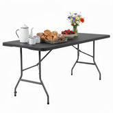 FDW 6ft folding table open layout for quick setup at gatherings.