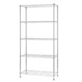 FDW wire shelving unit assembly shows sturdy chrome frame ideal for heavy-duty storage