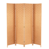 FDW wood mesh 4-panel divider folded for space-saving storage.
