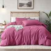 FEDALI HOME Rouge Pink Duvet Cover Queen front view shows ultra-soft pre-washed fabric