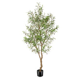FEELEAD 7ft olive tree leaves create a lifelike indoor focal point for elegant decor.