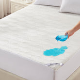 FELTYBED queen-size waterproof mattress protector securely protecting the mattress from spills