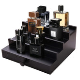 Fengligoo Black Cologne Organizer front view with 4-tier display for easy fragrance access.