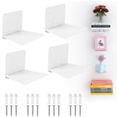 FENTEC invisible floating bookshelf front view shows minimalist white design for decluttered walls.