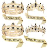 Ferreve 8-piece gold prom crown set for graduation celebrations and photos.