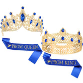 Ferreve Prom Crowns and Sashes with blue diamonds, for a regal, eye-catching look.