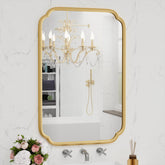 Ferytange gold vanity mirror 24x36 for wall mounting and elegant bathroom style
