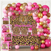 Fexivo pink leopard backdrop creates a bold, photo-worthy party stage.