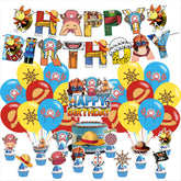 FFGJA H Cartoon banner adds festive backdrop to kids' birthday party.