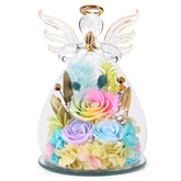 FIACO preserved rose angel figurine with LED lights for a warm, romantic glow.