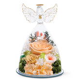 FIACO preserved rose under a glass dome with angel figurine for a lasting gift