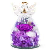 FIACO preserved rose in glass angel figurine, a timeless keepsake for birthdays