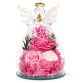 FIACO preserved rose in glass angel figurine endures for years