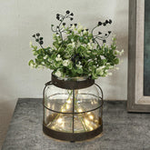 FIAHOSEY vintage glass farmhouse vase with lantern, ideal centerpiece for rustic home decor.