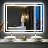FICTOR LED mirror with frontlit illumination for precise makeup and shaving.