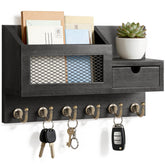 FifthQuarter key and mail holder wall mount with six hooks to keep entryways tidy.