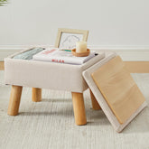 FIMIVIBI storage ottoman with linen top for extra seating and storage