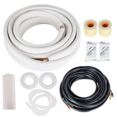 Findmall 50ft red copper A/C tubing extension, ready for mini split installation.