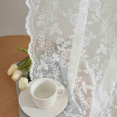 FineCity ivory lace curtains branch leaf panel front for airy, elegant windows