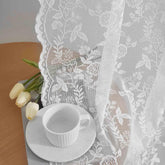 FINECITY white lace curtains pair, 63 inch, lightweight privacy with natural daylight