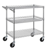 Finnhomy 3-tier cart front view shows sturdy chrome shelves for heavy loads.
