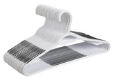 Finnhomy plastic hangers with non-slip pads keep garments secure and smooth.
