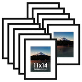 Fisnish 11x14 frame front view with mat for organized wall gallery display.