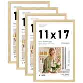Fisnish 11x17 picture frame front view highlights natural wood grain for warm display