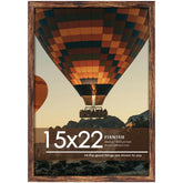 Fisnish 15x22 brown frame front view showing minimalist, versatile display for posters.
