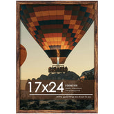 Fisnish 17x24 frame front view showing classic brown wood design for wall display