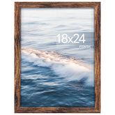 Fisnish 18x24 frame front view in brown with sturdy wood and crystal-clear plexiglass