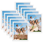 Fisnish 8x10 white frame set front view with clear plexiglass for sharp photos
