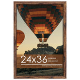 Fisnish 24x36 brown poster frame front view with edge-to-edge display for posters