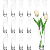Fixwal 15-pack glass bud vases showcasing clear centerpieces for weddings and events