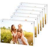 Fixwal 5x7 acrylic frame with double-sided display on a desk for two photos