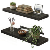 Fixwal black floating shelf front view showcasin sleek woodgrain finish for stylish display