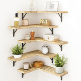 Fixwal arc corner floating shelves set of five in carbonized black for space-saving storage