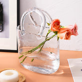 Fixwal glass purse vase with handbag shape for elegant centerpiece display