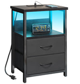Fixwal night stand with LED strip lighting creates ambient mood in the bedroom.
