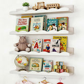 Fixwal nursery shelves set of four mounted on wall in white finish