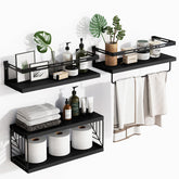 Fixwal rustic black over-toilet shelves with sturdy frame for bathroom organization.